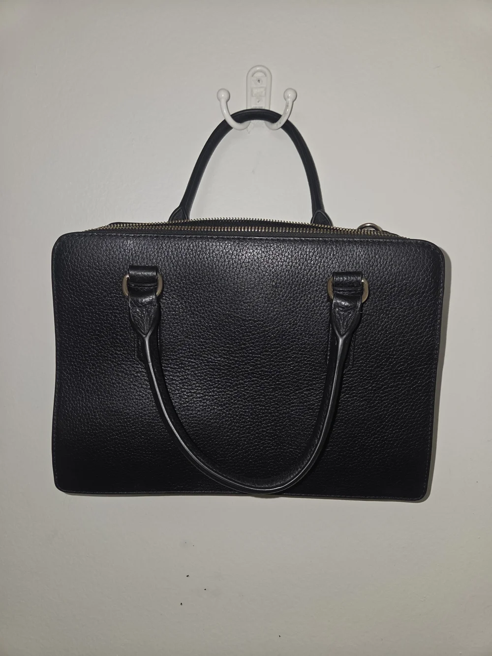 kate spade Black Pebbled Leather Satchel with Gold Hardware